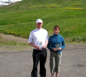 Klúbbmeistararnir Þorsteinn Jóhannsson og Hulda Guðveig Magnúsardóttir . Á myndina vantar Grétar Braga Hallgrímsson.