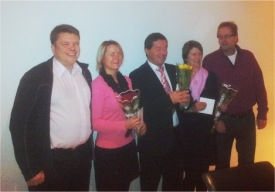  myndinni fr vinstri, lafur Jnsson, Plna Kristinsdttir (28 ra starfsafmli), Bjrn Sveinsson (25 ra starfsafmli), Gurn Jnasdttir (25 ra starfsafmli) og Magns Jnasson